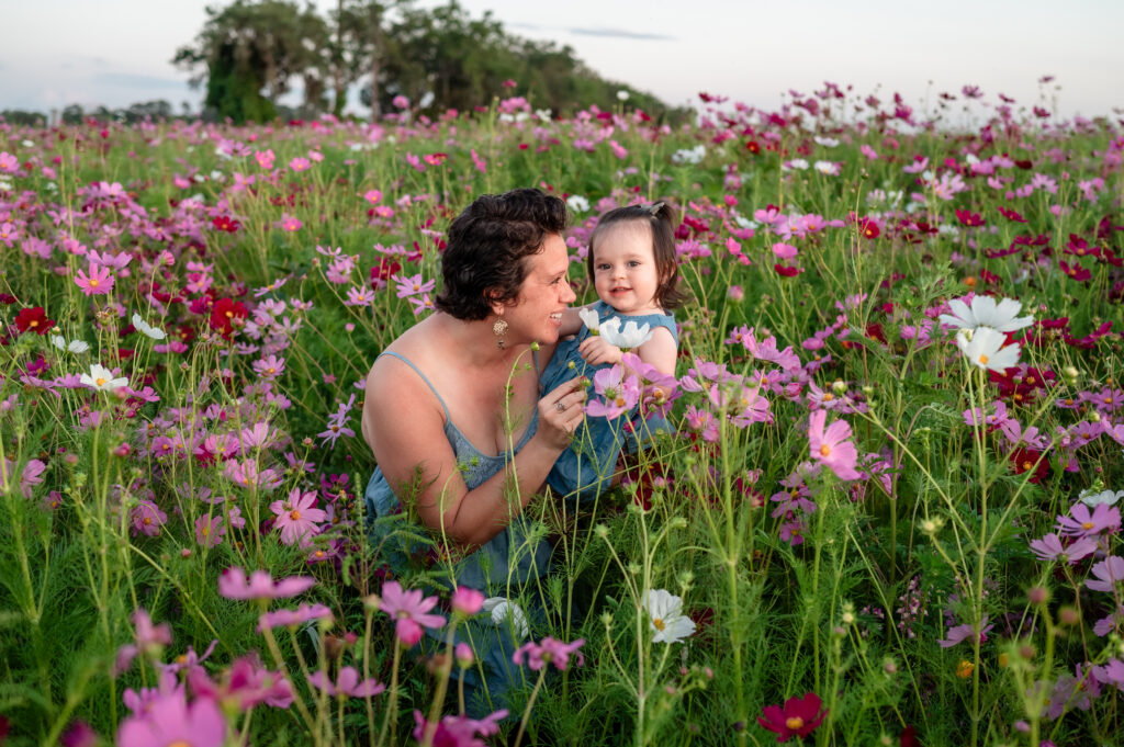 soft flowers during maternity shoot with first child at wildflower mini session