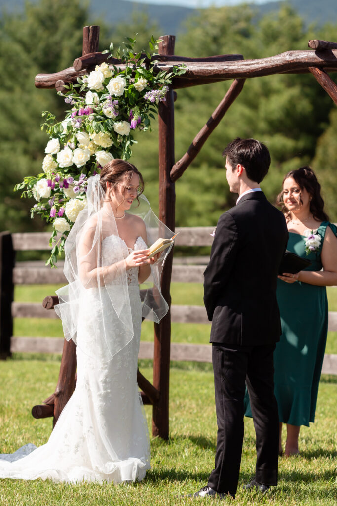 emotional vow exchange during montfair wedding ceremony in crozet, va