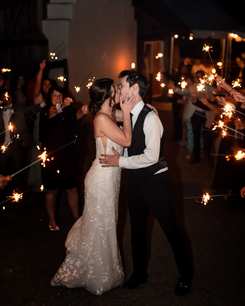 sparkler exit under the stars to close crozet virginia wedding