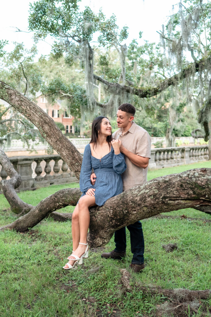 Couple during Jacksonville fall mini sessions at Yacht Basin
