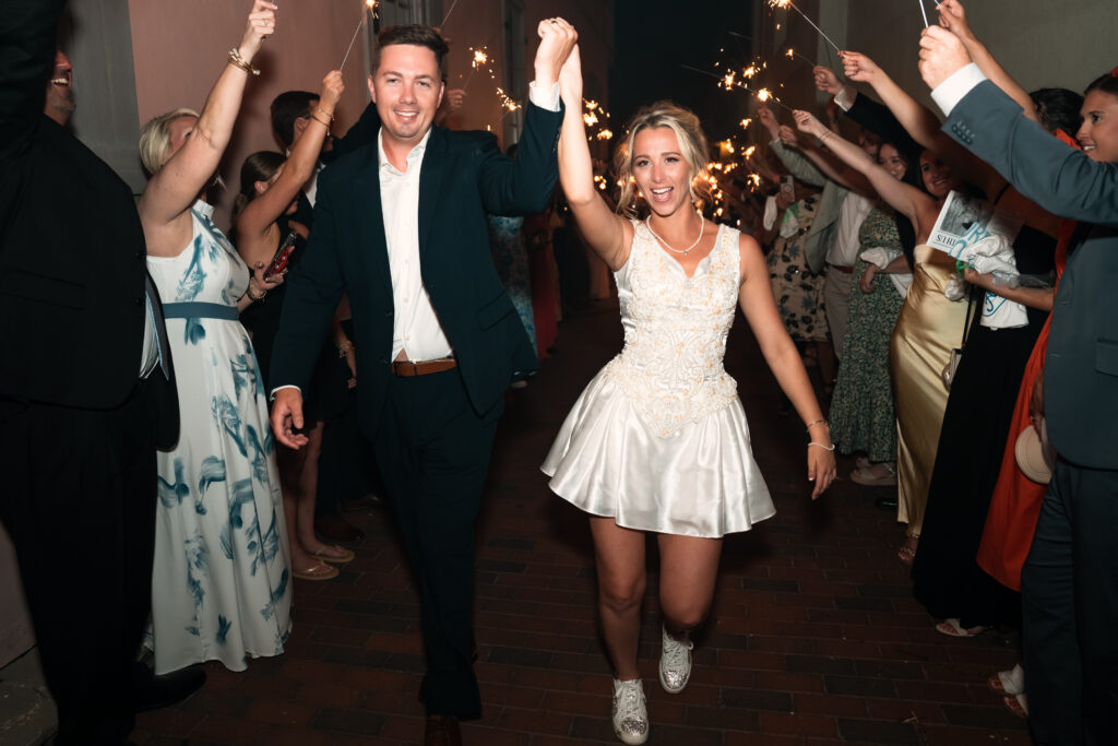 Alexis wearing her mom’s dress during wedding reception