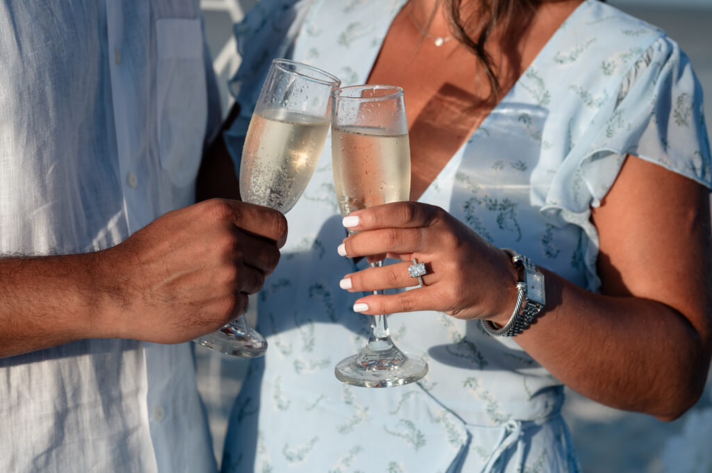 Engagement ring and floral arch detail from Ponte Vedra Beach proposal.