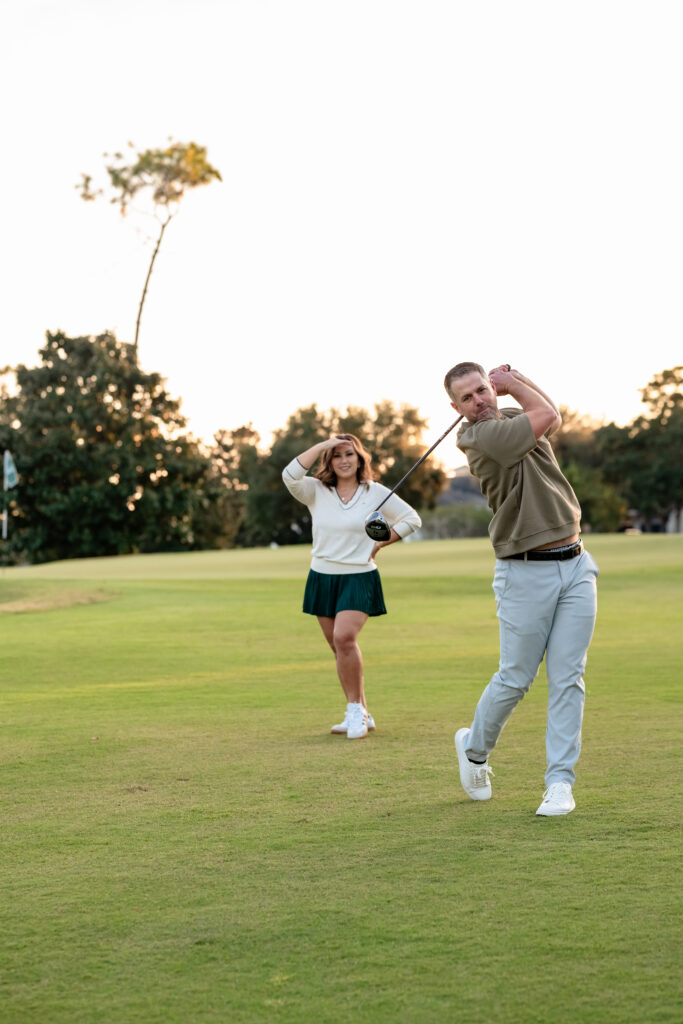 Jacksonville family photographer capturing candid laughter on the fairway