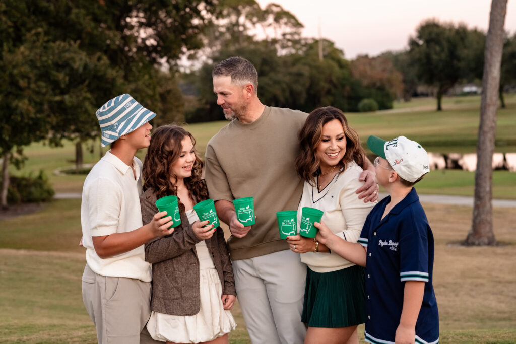 Golf themed family photos at Deerwood Country Club in Jacksonville Florida