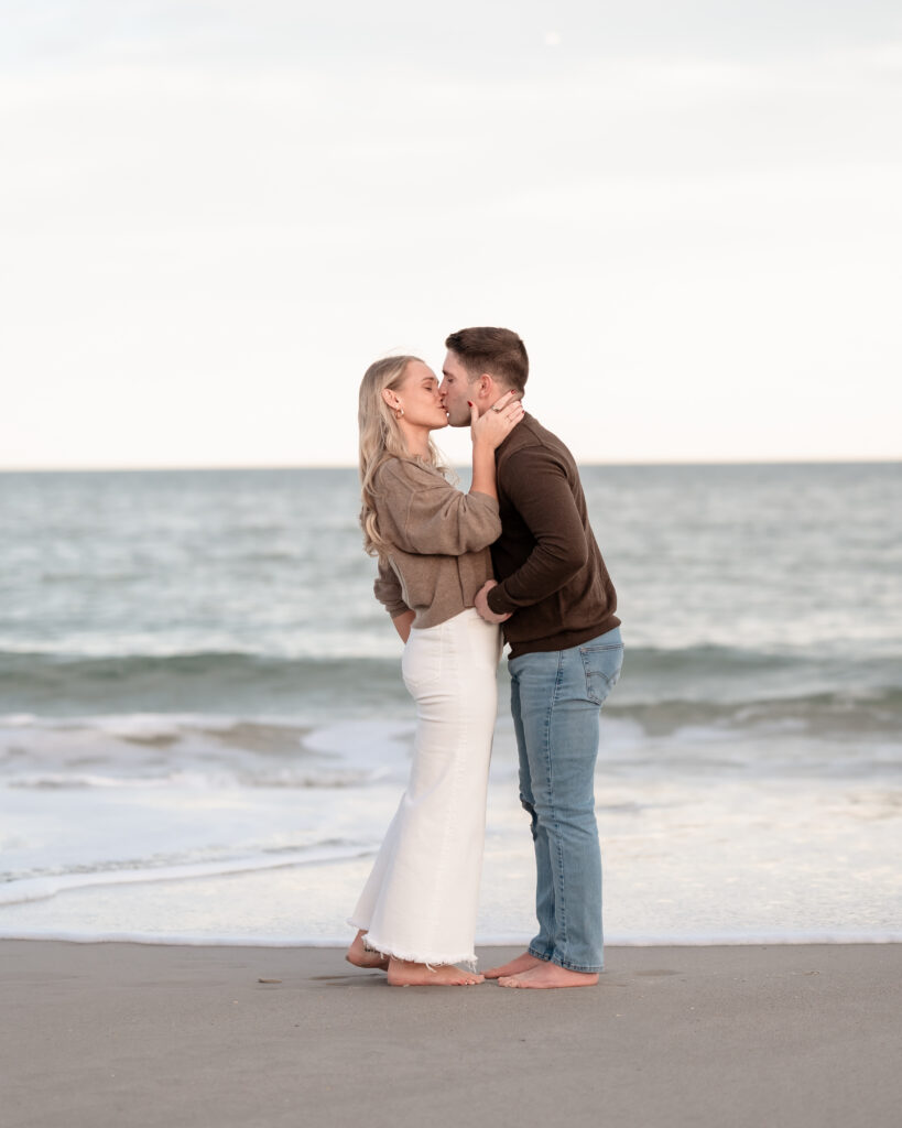 Rachel reacting with surprise and joy during her Jacksonville Beach proposal.