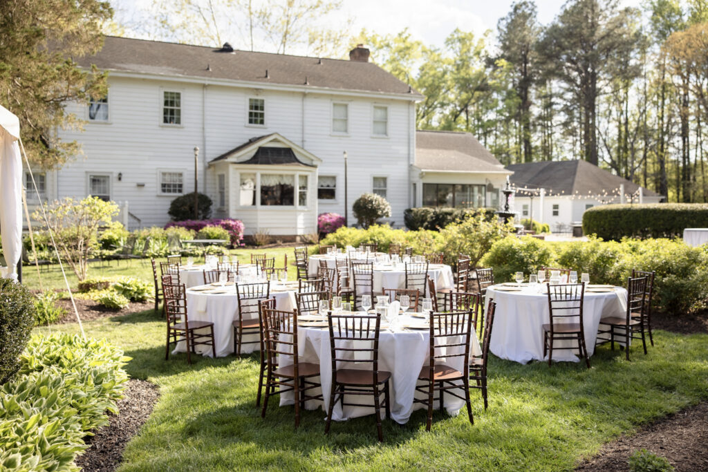 outdoor reception setup at Virginia Cliffe Inn wedding venue