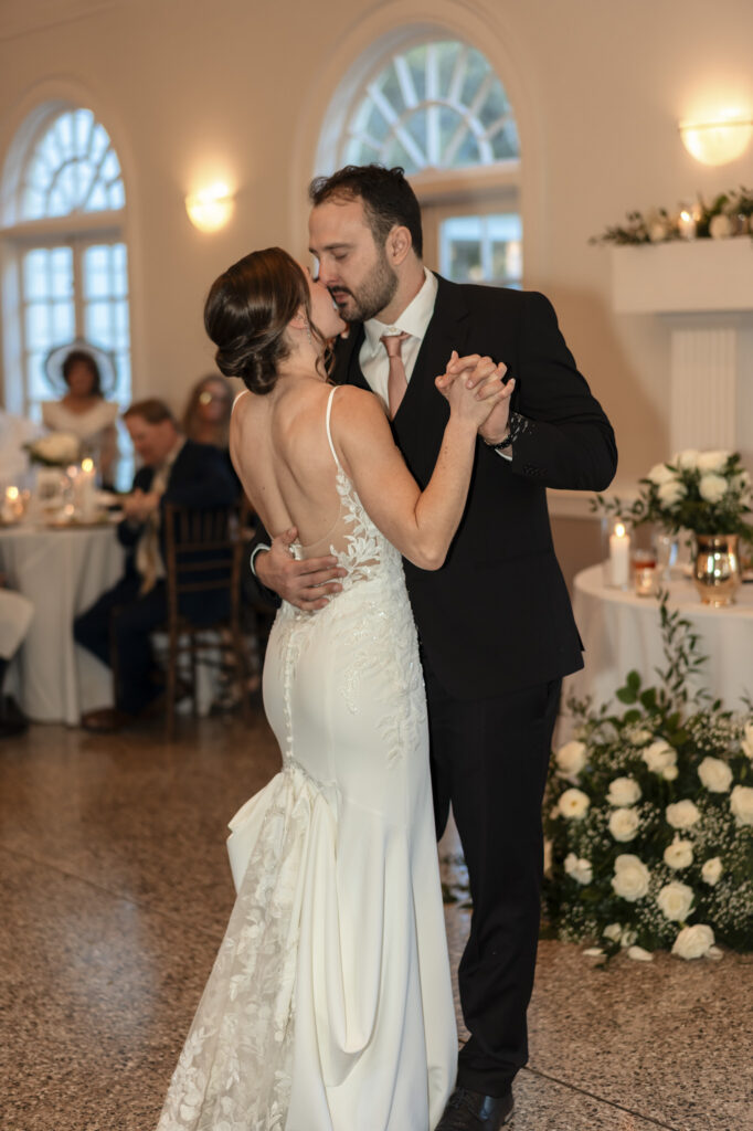 romantic bride and groom portrait at The Ribault Club