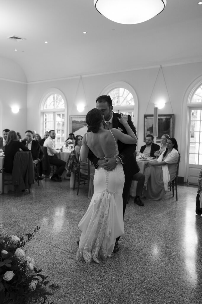 black and white wedding ceremony emotional portrait