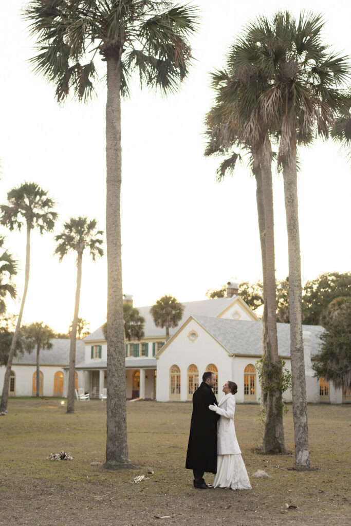 bride and groom portraits outside Jacksonville church