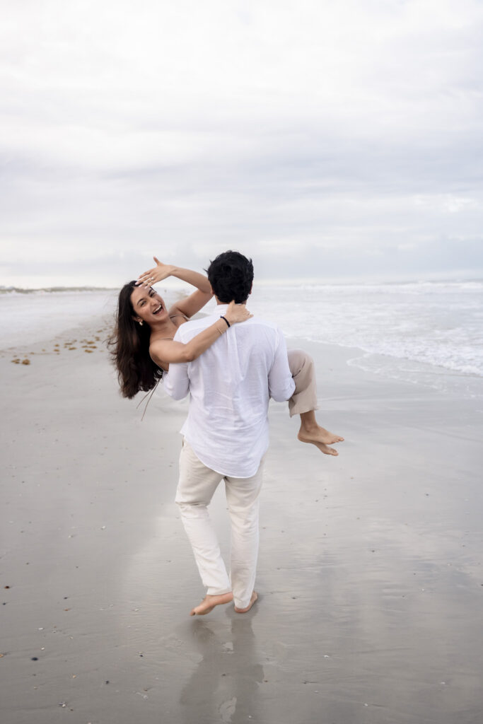 Couple celebrating their engagement near Jacksonville, Florida.